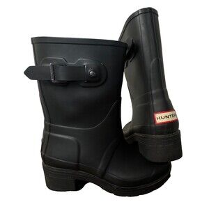 Hunter Short Rain Boots Black Waterproof Rubber Women’s US 6